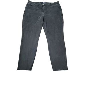 Hollister Ultra High Rise Mom Jeans Black Raw Hem Stretch Denim Size 19 34x29